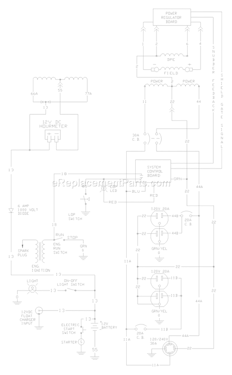 Page D Diagram and Parts List for 1277-0  Briggs and Stratton Generator